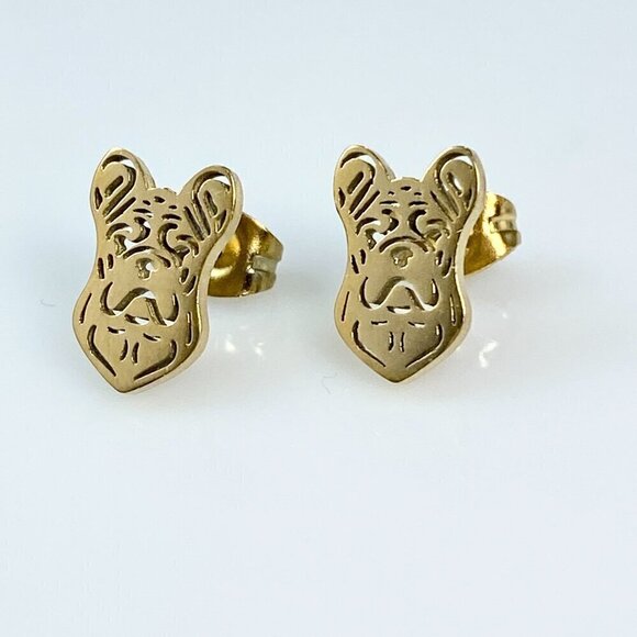 Tiny French Boxer Stud Earrings Stainless Steel - Picture 5 of 8